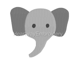 Mini elephant embroidery design 4 SIZES - filled elephant embroidery design, mini embroidery design, elephant head embroidery design pes dst