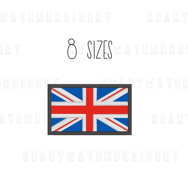 Union Jack embroidery design - 8 SIZES flag patch embroidery United Kingdom flag embroidery UK flag embroidery file machine embroidery