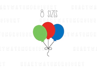 Design de bordado de mini balões: ponto de preenchimento para bordado de festa (8 tamanhos) (download digital)