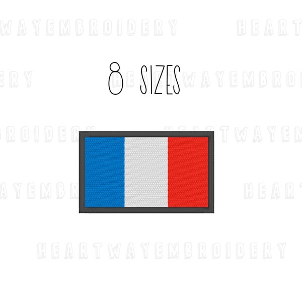 France flag embroidery design - 8 SIZES flag patch embroidery France embroidery French flag embroidery file machine embroidery pes