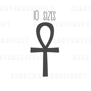 Ankh Embroidery Design: Egyptian Key of Life, 10 Sizes (Digital Download)