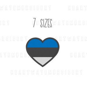 Estonia flag heart embroidery design 7 SIZES - Estonian flag embroidery design Estonia embroidery design Europe flag heart embroidery pes