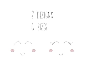 Mini Face Embroidery Design: Boy/Girl Set (6 Sizes) (Digital Download)