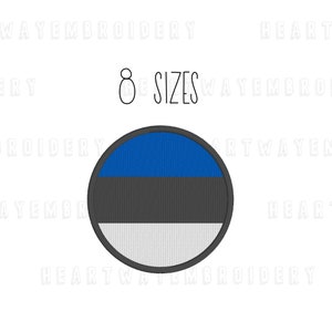 Estonia flag embroidery design 8 SIZES machine embroidery round flag embroidery Estonian flag embroidery country flag mini embroidery file