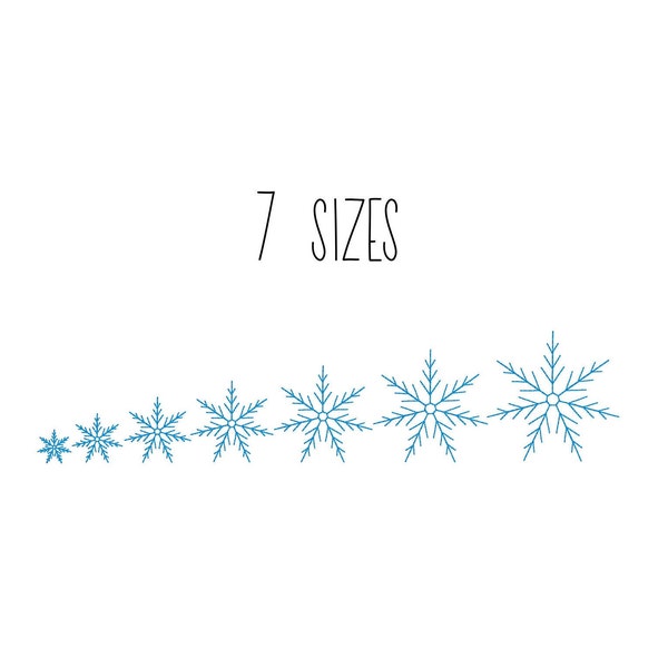 Mini snowflake embroidery design 7 SIZES  - snowflake bean stitch embroidery design, tiny snowflake embroidery design winter embroidery pes