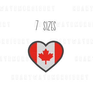 Canada flag heart embroidery design 7 SIZES - Canadian flag embroidery design country flag heart shaped embroidery design Canada love