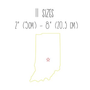 Indiana State Stickdatei 11 GRÖßEN - Indiana Karte Bohnen Stickerei Stickdatei State Outline Stickdatei Indianapolis Indiana