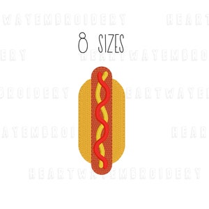 Mini hot dog embroidery design 8 SIZES  - tiny embroidery design hot dog mini embroidery design fast food embroidery design pes dst