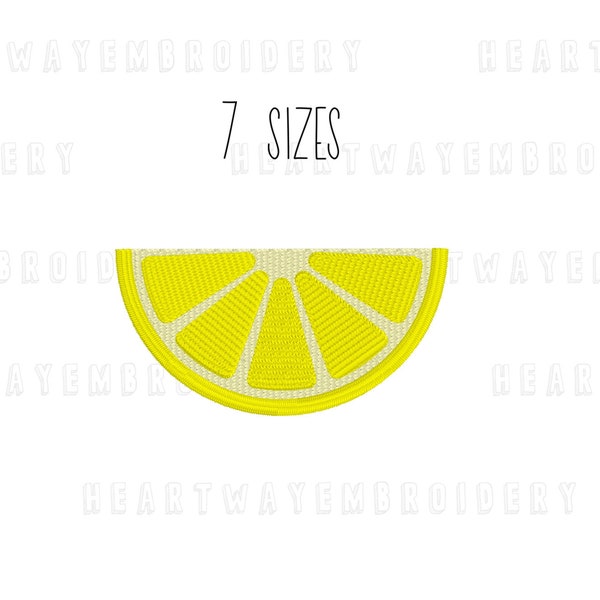 Lemon slice embroidery design 7 SIZES  - lemon mini embroidery design citrus fruit, small lemon embroidery design lemon wedge pes dst