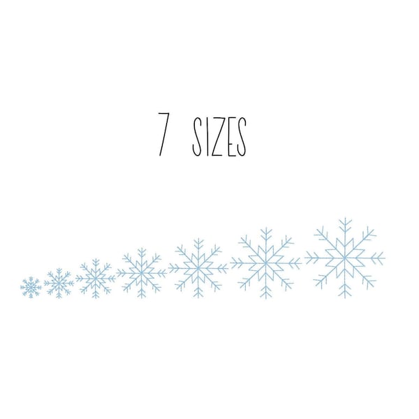 Mini snowflake embroidery design 7 SIZES  - snowflake bean stitch embroidery design, tiny snowflake embroidery design winter embroidery pes