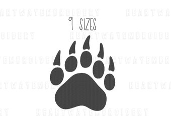 Mini bear paw print embroidery design 9 SIZES  - tiny embroidery design animal paw small bear track embroidery design fill stitch embroidery