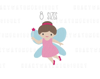 Tooth Fairy Embroidery Design: Kids Fairy with Wand (8 Sizes) (Digital Download)