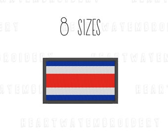 Diseño de bordado de la bandera de Costa Rica (8 tamaños) (Descarga digital en 7 formatos)