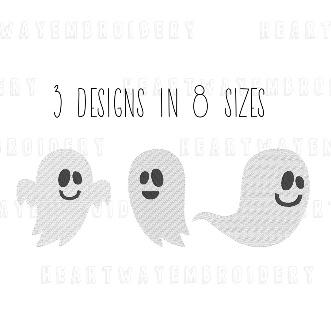 Ghost Embroidery Design Set 8 SIZES Cute Ghost Embroidery Etsy