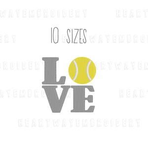 Love tennis embroidery design 10 SIZES - tennis filled embroidery design love sports embroidery design ball machine embroidery pes dst