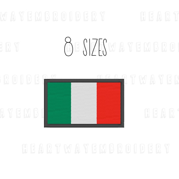 Italy flag embroidery design - 8 SIZES flag patch embroidery design Italy embroidery file Italian flag embroidery file machine embroidery