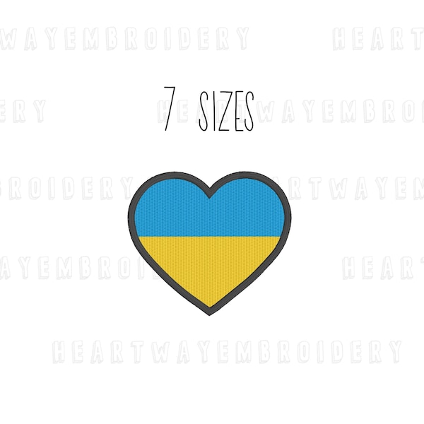 Ukraine flag heart embroidery design 7 SIZES - Ukrainian flag embroidery design country flag heart shaped embroidery design Ukraine support