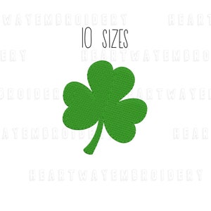 May include: Green shamrock embroidery design with 10 sizes. The shamrock is a traditional Irish symbol.