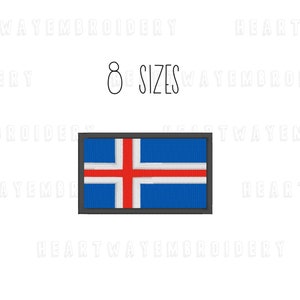 Iceland flag embroidery design - 8 SIZES flag patch embroidery Iceland embroidery Icelandic flag embroidery file machine embroidery file