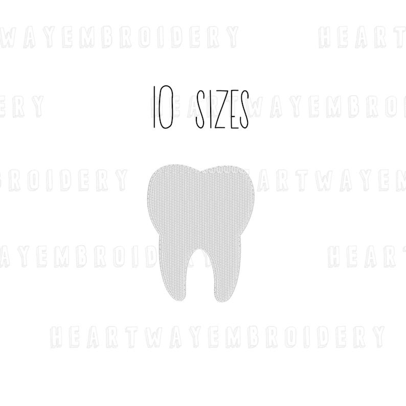 Mini tooth embroidery design 10 SIZES dentist embroidery design tooth fairy embroidery design small tooth machine embroidery files image 1