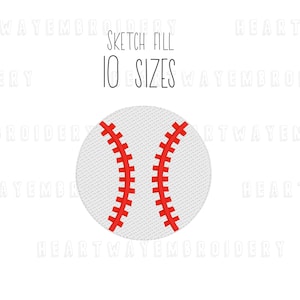Quick stitch baseball embroidery design 10 SIZES - SKETCH FILL baseball quick fill embroidery design vintage sport embroidery design pes dst