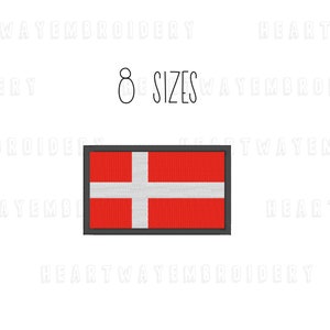Denmark flag embroidery design - 8 SIZES flag patch embroidery Denmark embroidery Danish flag embroidery file machine embroidery