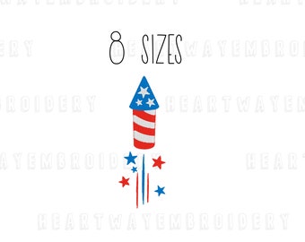 Firecracker Embroidery Design: 4th of July USA (8 Sizes) (Digital Download In 7 Formats)