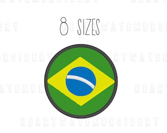 ブラジル国旗の機械刺繍デザイン、2.5x2.5、4x4、5x7のフープ刺繍