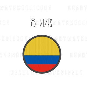 Colombia flag embroidery design 8 SIZES machine embroidery round flag embroidery Colombian flag embroidery country flag mini embroidery file