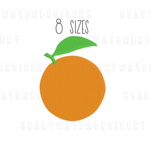 Mini orange embroidery design 8 SIZES  - orange mini embroidery design, small orange embroidery design, tiny orange pes citrus embroidery
