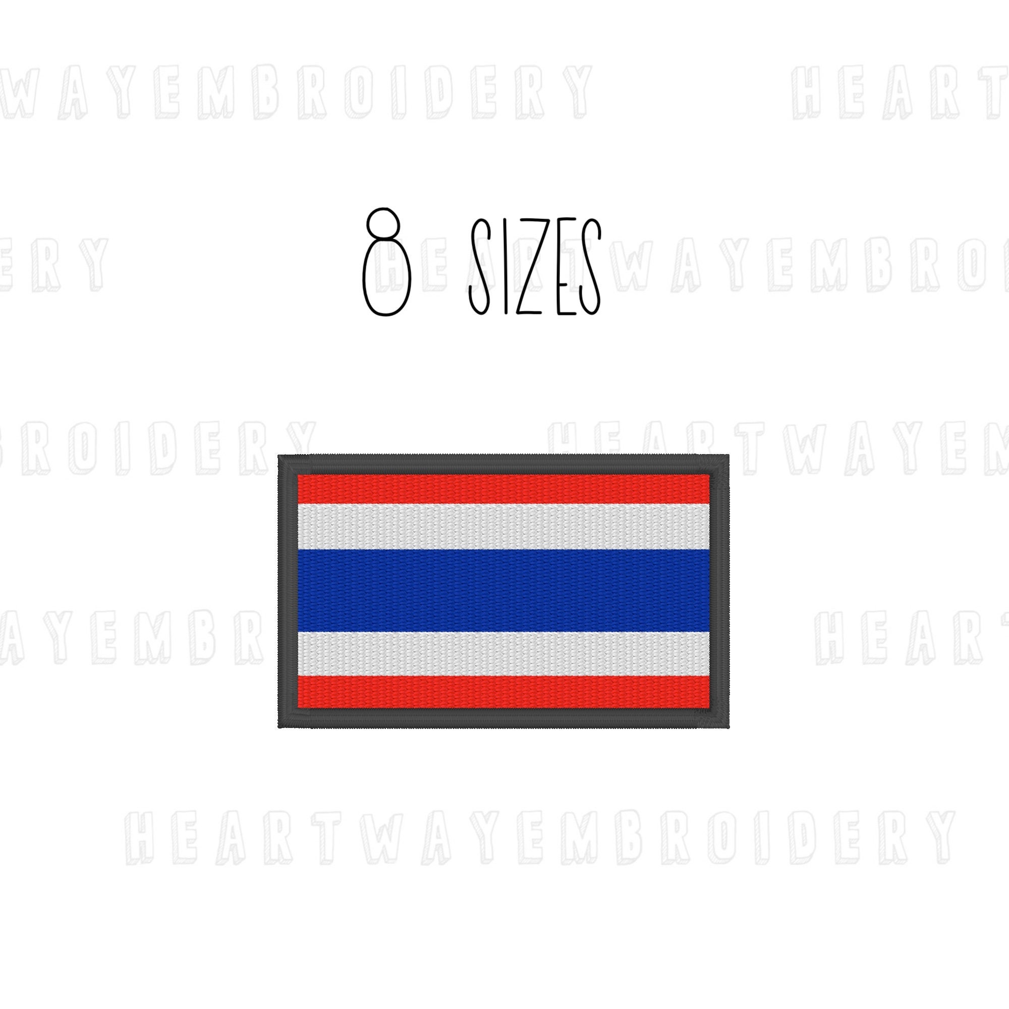 Thailand Flag Embroidered Iron-On Patch – Ratcha Anachak Thai Emblem, USA Made, Single, Superheroes Gear