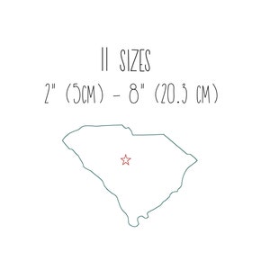 South Carolina state embroidery design 11 SIZES - South Carolina map bean stitch embroidery design state outline embroidery design Columbia