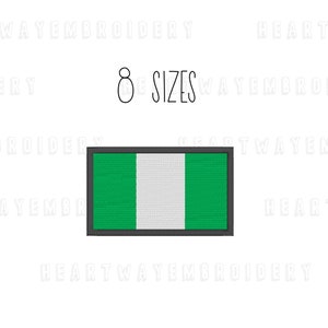 Nigeria Flagge Stickmuster - 8 GRÖSSEN Flagge Aufnäher Stickerei Nigeria Stickerei Nigerianische Flagge Stickdatei Maschinenstickdatei