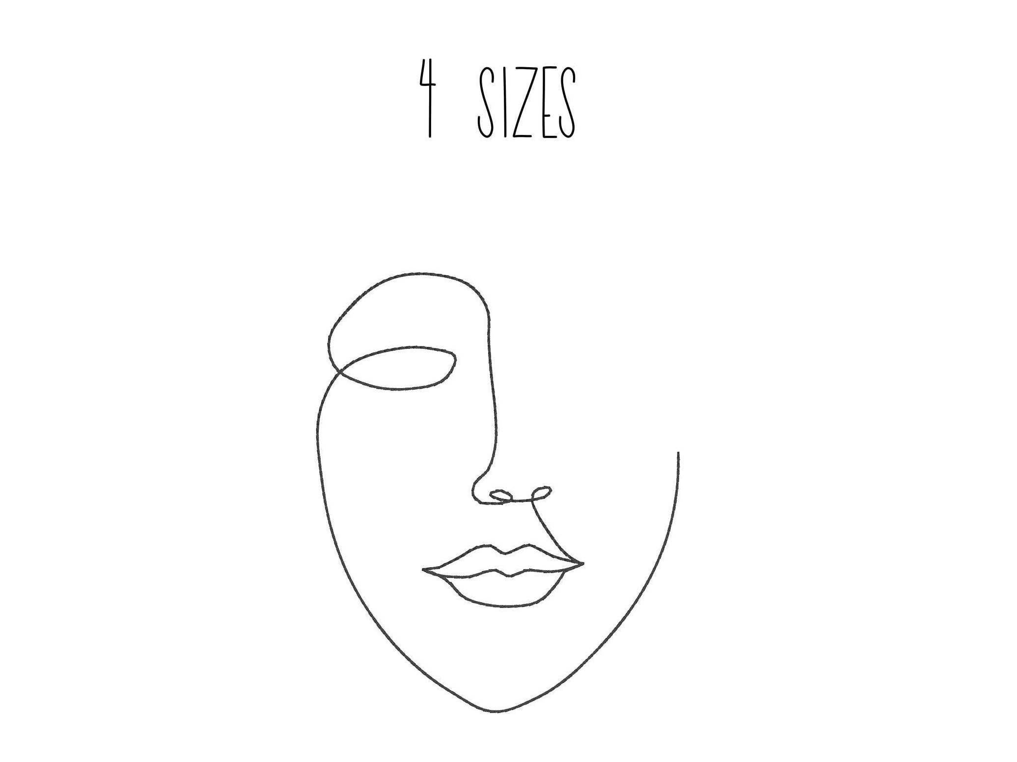 Face Embroidery Design 4 Sizes Face Line Art Embroidery Etsy
