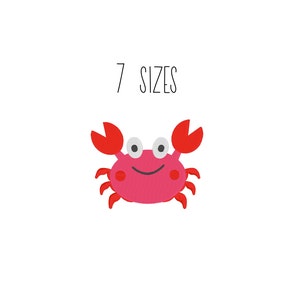 Mini crab embroidery design 7 SIZES - filled crab embroidery design mini machine embroidery design pes jef nautical embroidery design dst