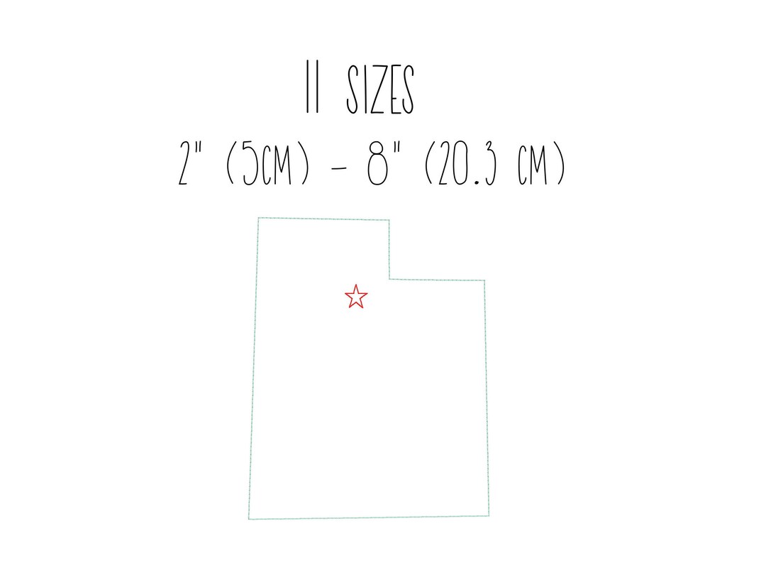 Utah State Map Embroidery Design - Bean Stitch Outline (11 Sizes ...