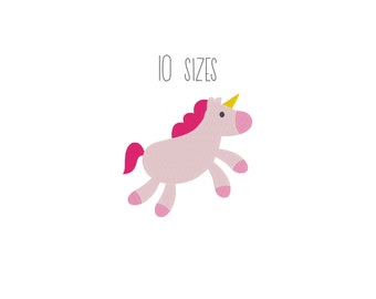 Jumping Unicorn Embroidery Design: Fill Stitch Mini Embroidery File (10 Sizes) (Digital Download)
