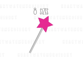 Mini Fairy Wand Embroidery Design: Princess Magic Wand (8 Sizes) (Digital Download)