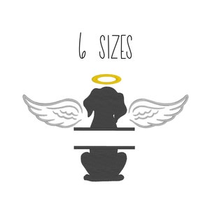 Dog angel frame embroidery design 6 SIZES  - dog bereavement embroidery design dog angel wings embroidery design dog name frame embroidery