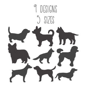 DESIGN SET Dog silhouette embroidery designs 5 sizes - poodle embroidery design westie chihuahua embroidery puppy dachshund embroidery pes