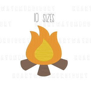 Campfire embroidery design 10 SIZES - bonfire mini embroidery design camping embroidery design fire pit embroidery design pes