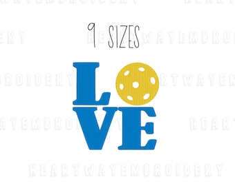 Love Pickleball Machine Embroidery Design: Sports Ball (DST, PES, JEF)