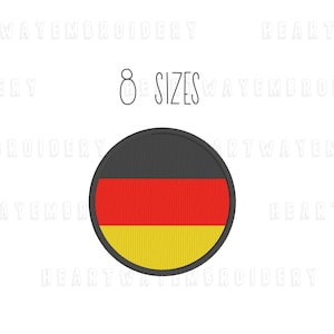 Germany flag embroidery design 8 SIZES machine embroidery round flag embroidery German flag embroidery country flag mini embroidery file