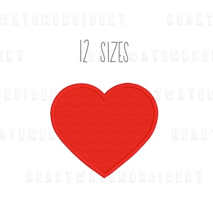 May include: Red heart shape embroidery design, available in 12 sizes.  Heart embroidery pattern for machine embroidery.