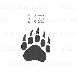 Bear paw embroidery design 12 SIZES mini bear paw print embroidery design bear tracks embroidery design machine embroidery pes dst