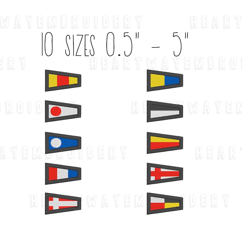 Nautical Signal Flag Numbers Embroidery Design: Maritime Alphabet ...