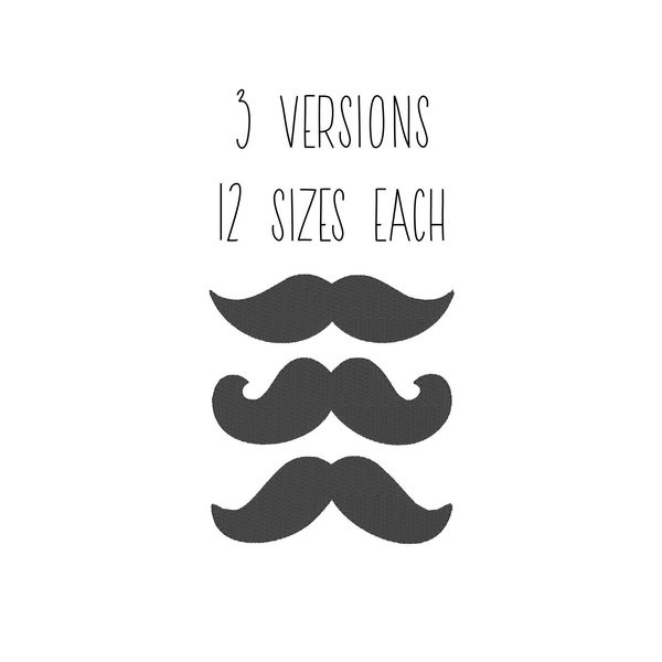 Moustache conception de broderie 12 TAILLES ensemble de 3 - mini moustache broderie design mini point de remplissage broderie pes dst lil homme conception de broderie