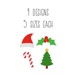 SET of Christmas mini embroidery designs 5 SIZES  - mini candy cane embroidery design mini Christmas tree Santa hat embroidery design holly