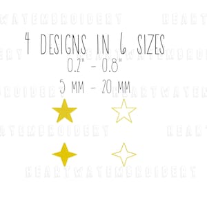 Tiny star embroidery design SET 4 DESIGNS 6 SIZES  - tiny embroidery design star mini embroidery design small star outline embroidery design