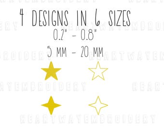 Tiny Star Embroidery Design Bundle: 4 Designs Set in 6 Sizes (Digital Download)